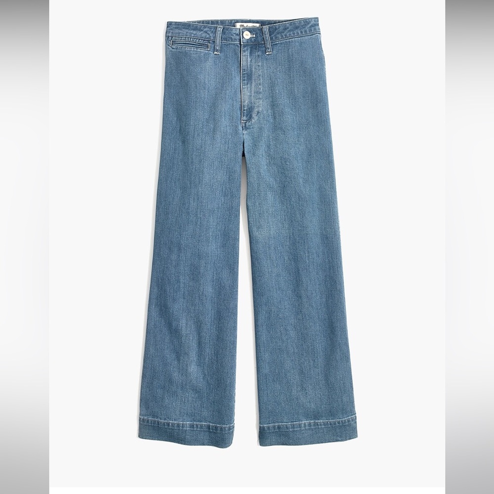 Madewell Emmett Wide-Leg Crop Jeans Stretch in Langston Blue Wash Size 24